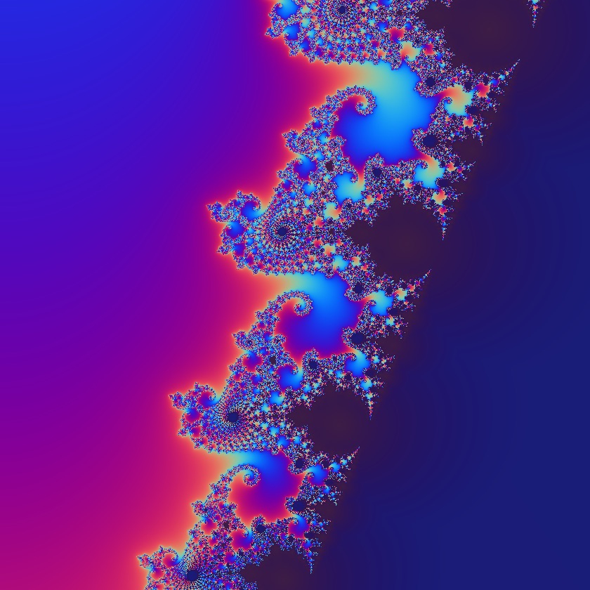 A fractal in pink, blue and teal.